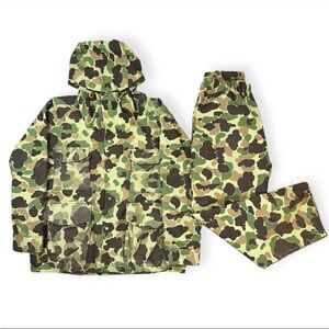 Vintage Cabelas Gore-Tex Waterproof Outdoor‎ Hunting Suit Duck Frog Camo XL